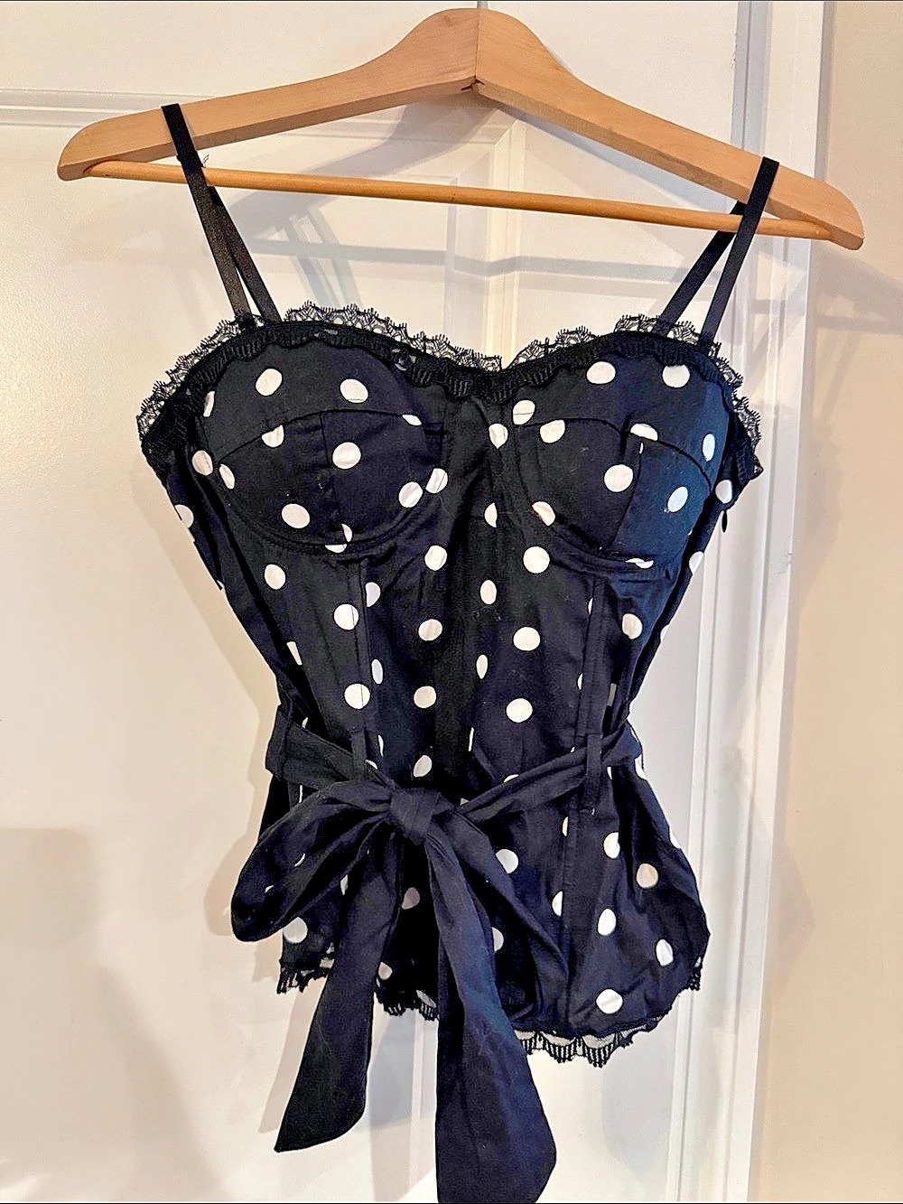 Myth NYC Polka Dot Camisole in Black & White Large NWT